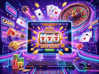 Luxury casino gaming room with golden highlights